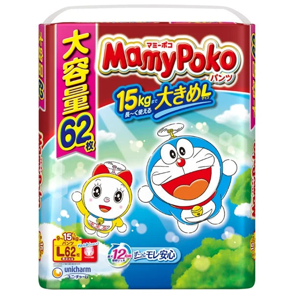 マミーポコパンツ　Lサイズ　ドラえもんシリーズ　ず～っとモレ安心のかわいい紙おむつ！