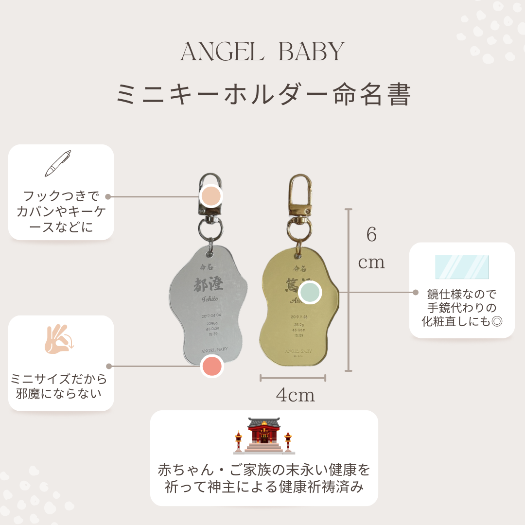 命名書ミニキーホルダー　エンジェルベイビー